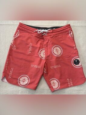 Vissla Upcycle Coconut Boardshorts - Men’s 33 - Rust Orange Mandala Print